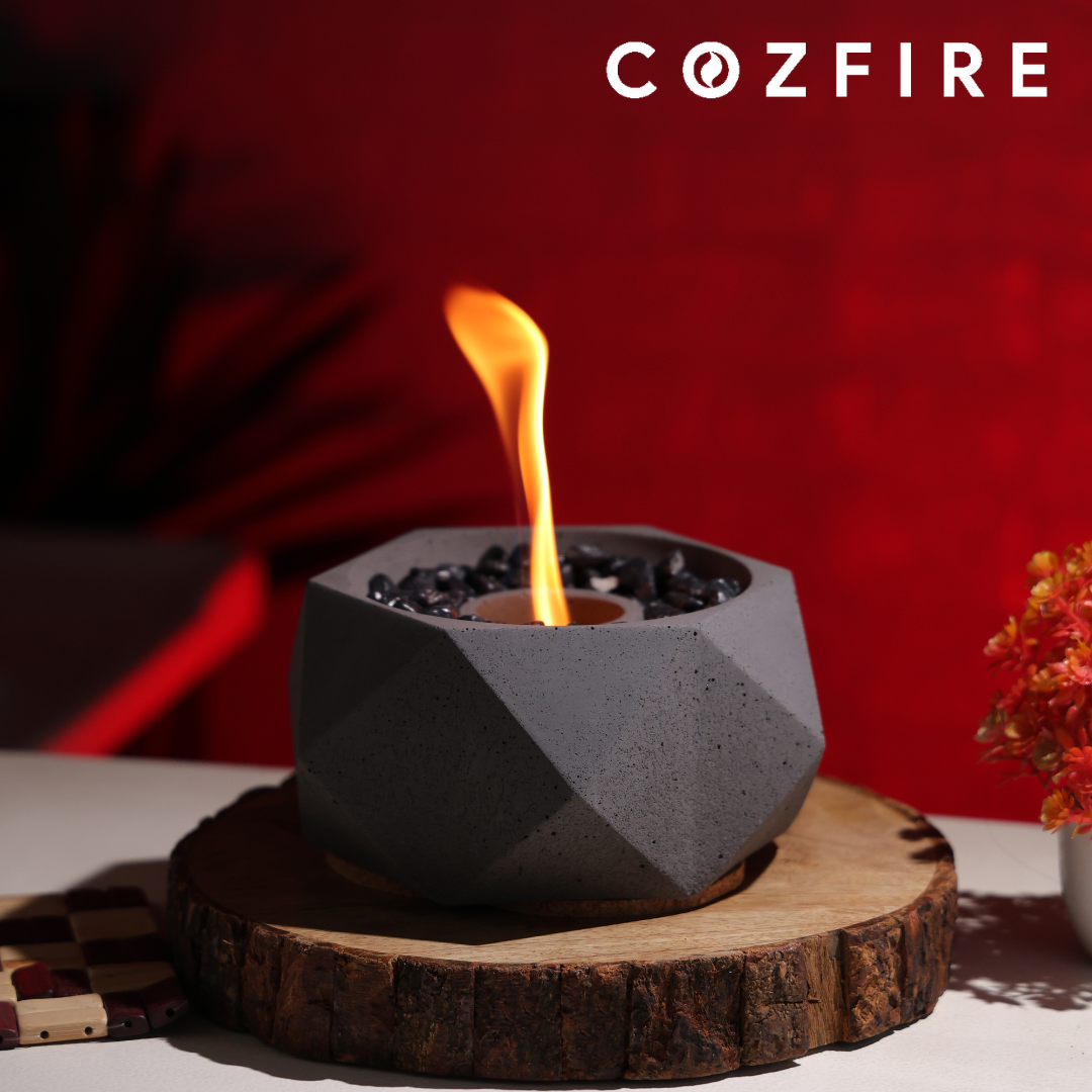 Hexglow Tabletop Fire Pit (with Stones) - Cozfire