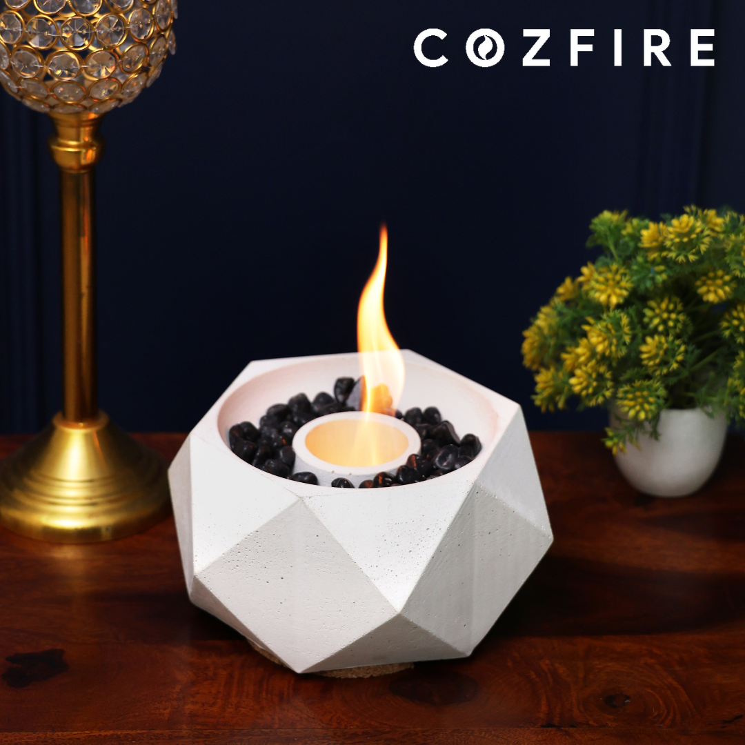 Hexglow Tabletop Fire Pit (with Stones) - Cozfire