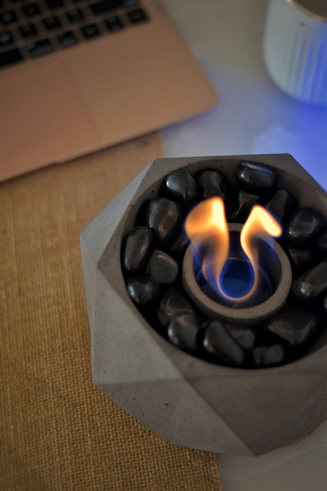 Hexglow Tabletop Fire Pit (with Stones) - Cozfire