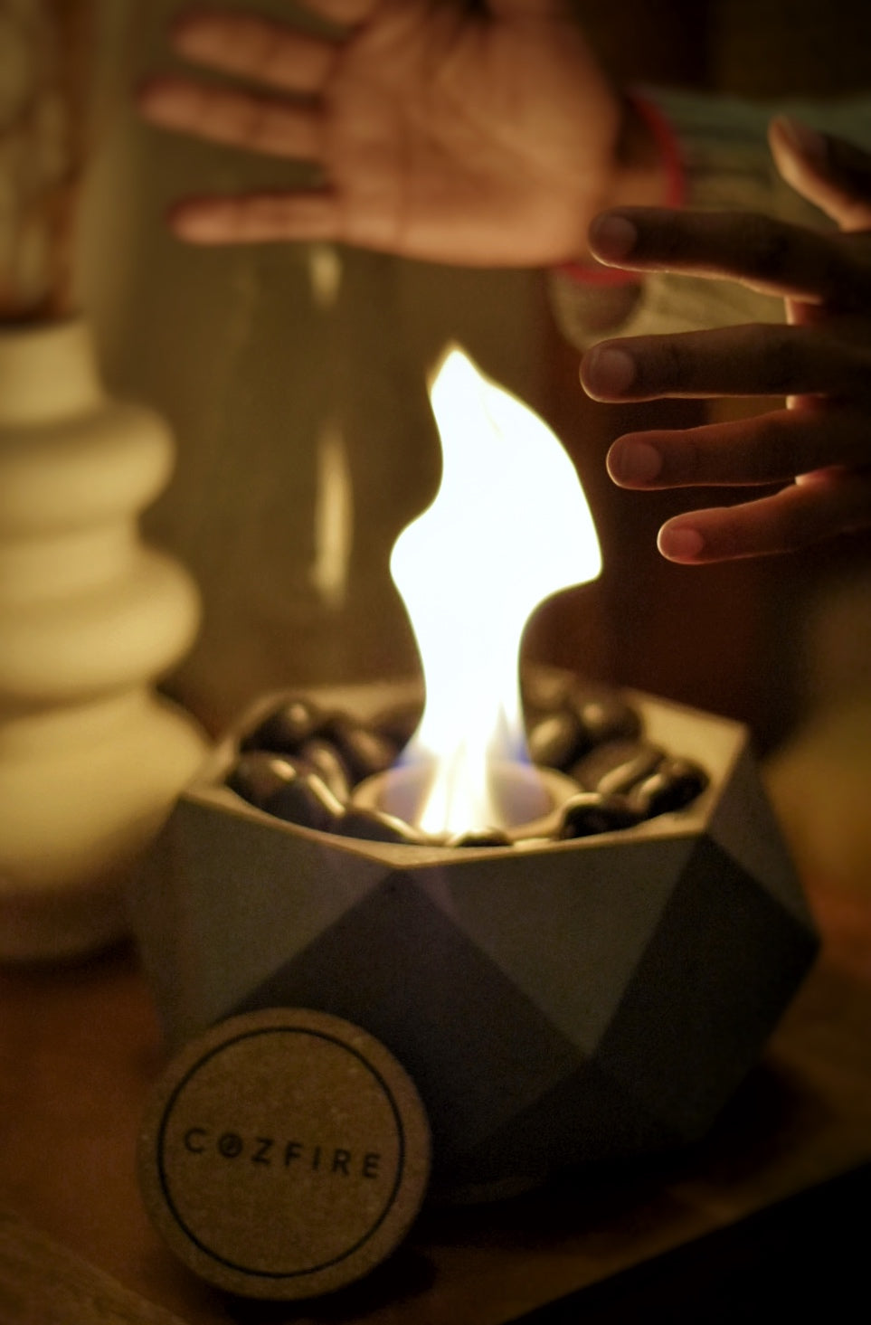 Hexglow Tabletop Fire Pit (with Stones) - Cozfire