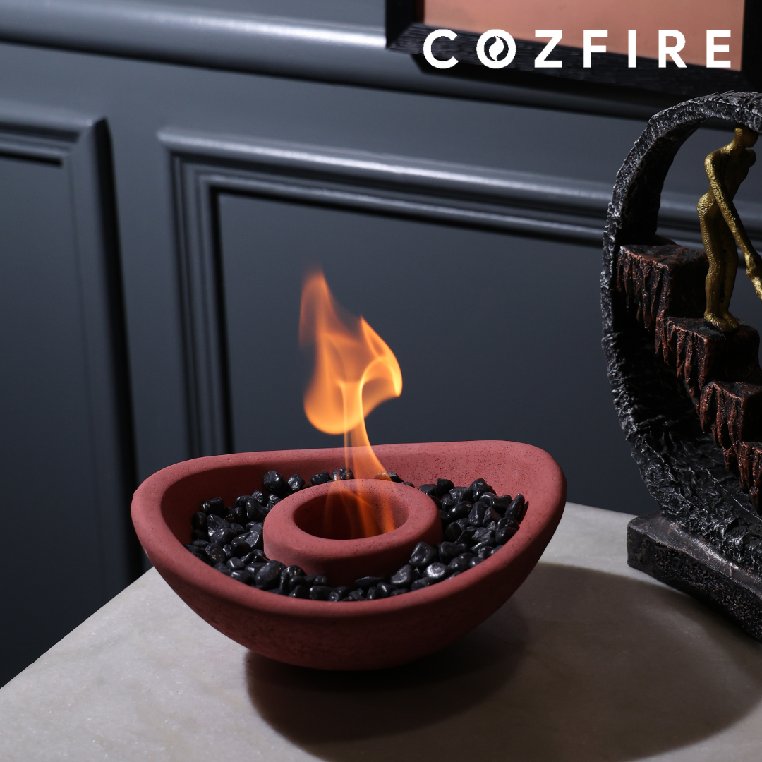 Curve Bowl Tabletop Fire Pit (with Stones) - Cozfire