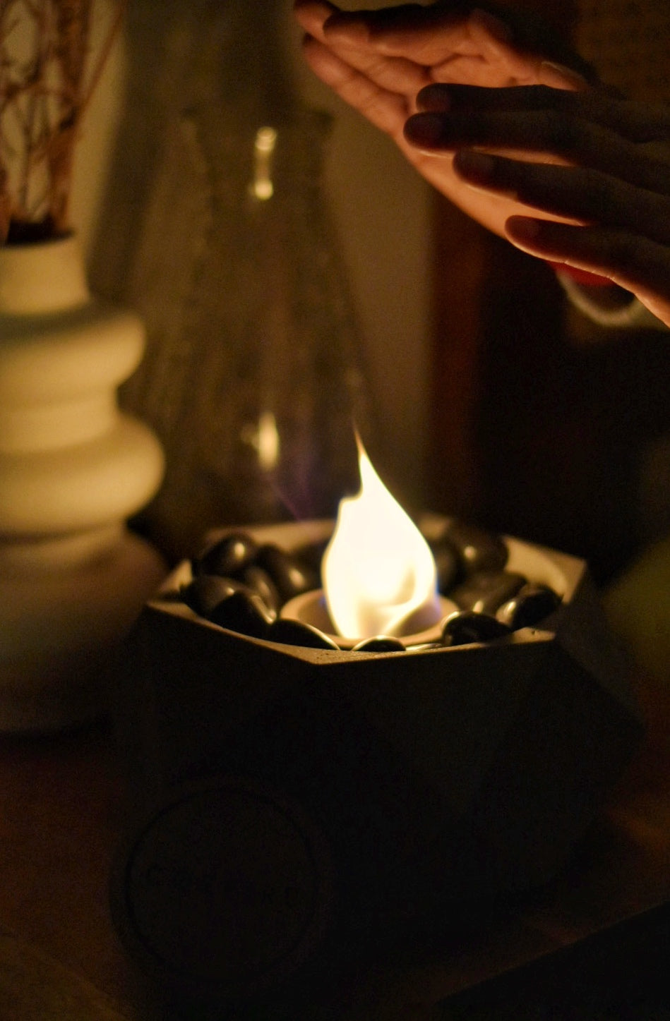 Hexglow Tabletop Fire Pit (with Stones)