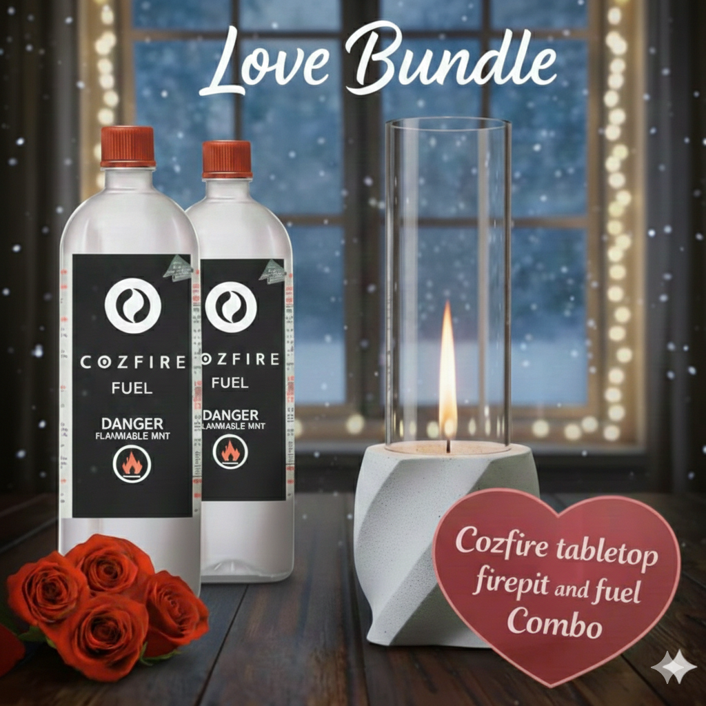 Valentine’s Special Bundle 9: (Dancing Fire Lamp(glass) + 2x Fuel Bottle) - Cozfire