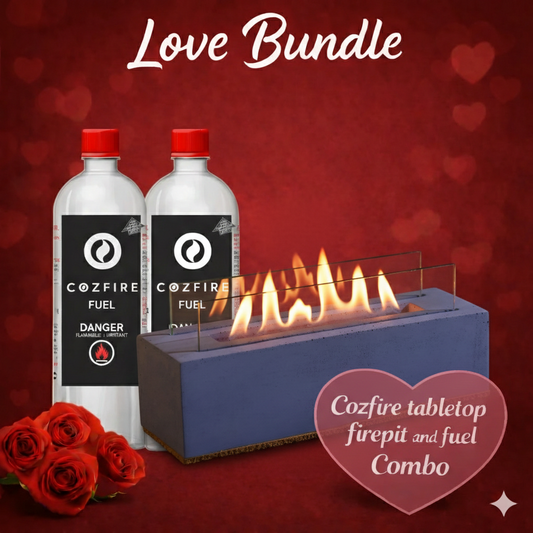 Valentine’s Special Bundle 10: (Rectangular Fire Pit(with safty glass) + 2x Fuel Bottle) - Cozfire