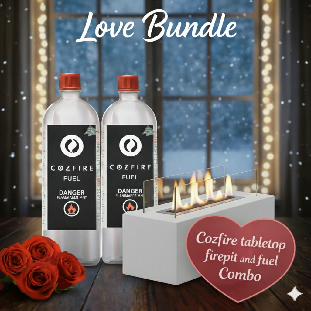 Valentine’s Special Bundle 10: (Rectangular Fire Pit(with safty glass) + 2x Fuel Bottle) - Cozfire