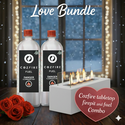 Valentine’s Special Bundle 10: (Rectangular Fire Pit(with safty glass) + 2x Fuel Bottle) - Cozfire
