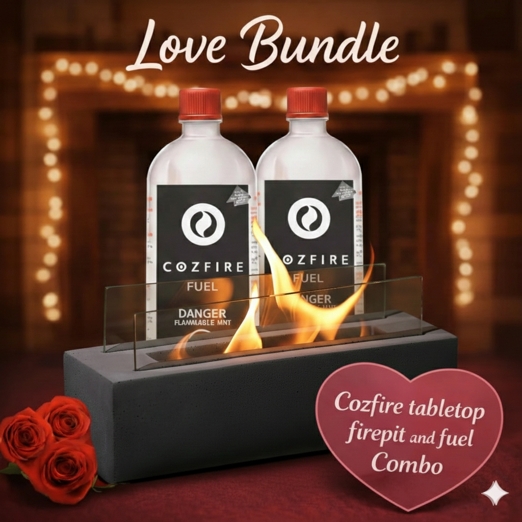 Valentine’s Special Bundle 10: (Rectangular Fire Pit(with safty glass) + 2x Fuel Bottle) - Cozfire