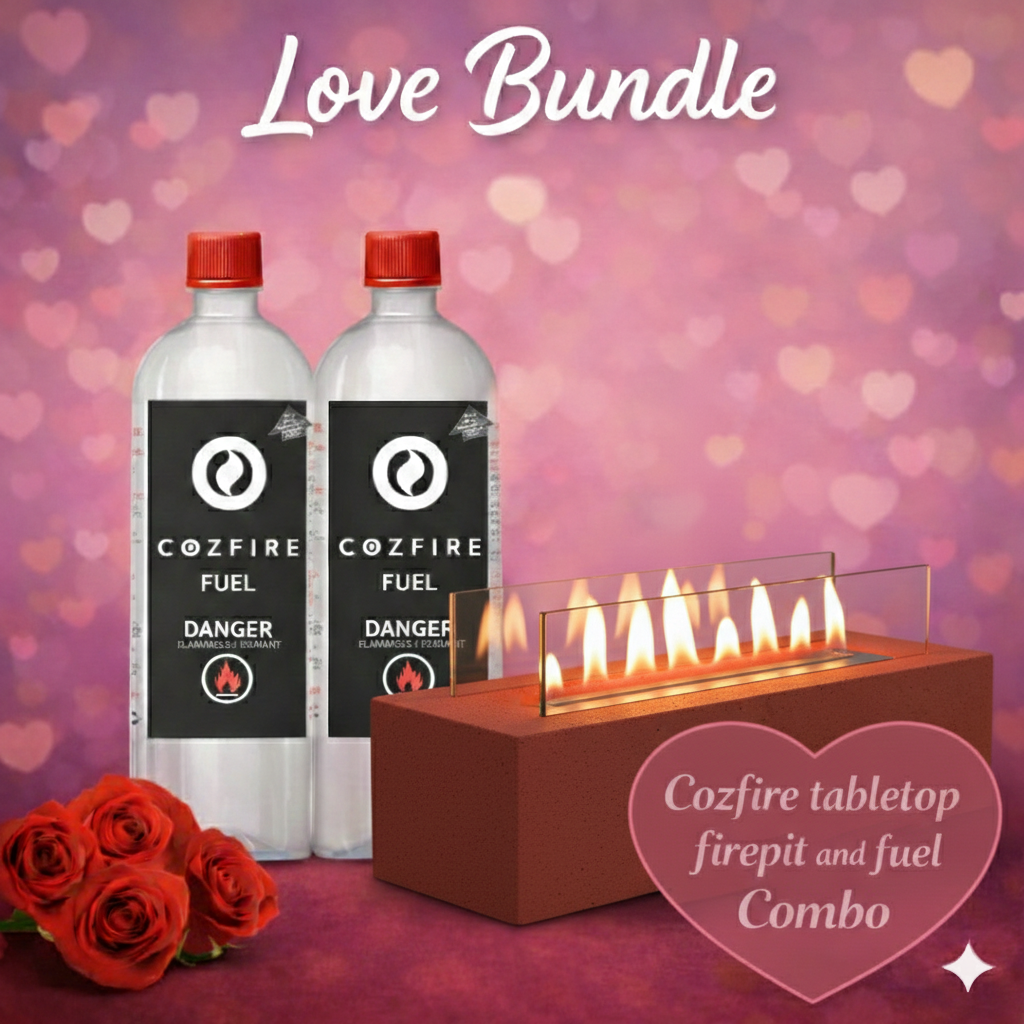 Valentine’s Special Bundle 10: (Rectangular Fire Pit(with safty glass) + 2x Fuel Bottle) - Cozfire