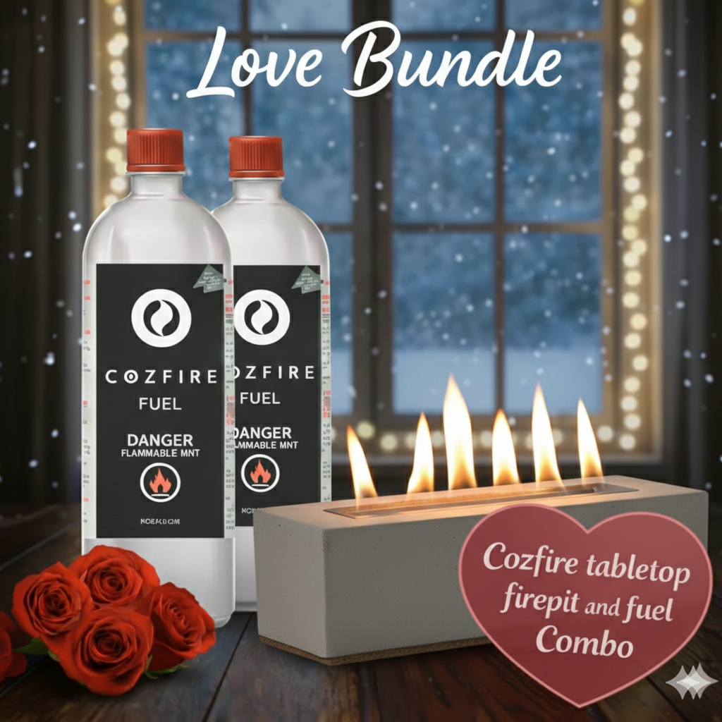Valentine’s Special Bundle 8: (Rectangular Fire Pit + 2x Fuel Bottle) - Cozfire