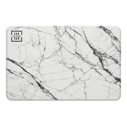 INSTAMAT - Stone Bath Mat (White Marble)  - Diatomaceous Earth Shower Mat - Cozfire