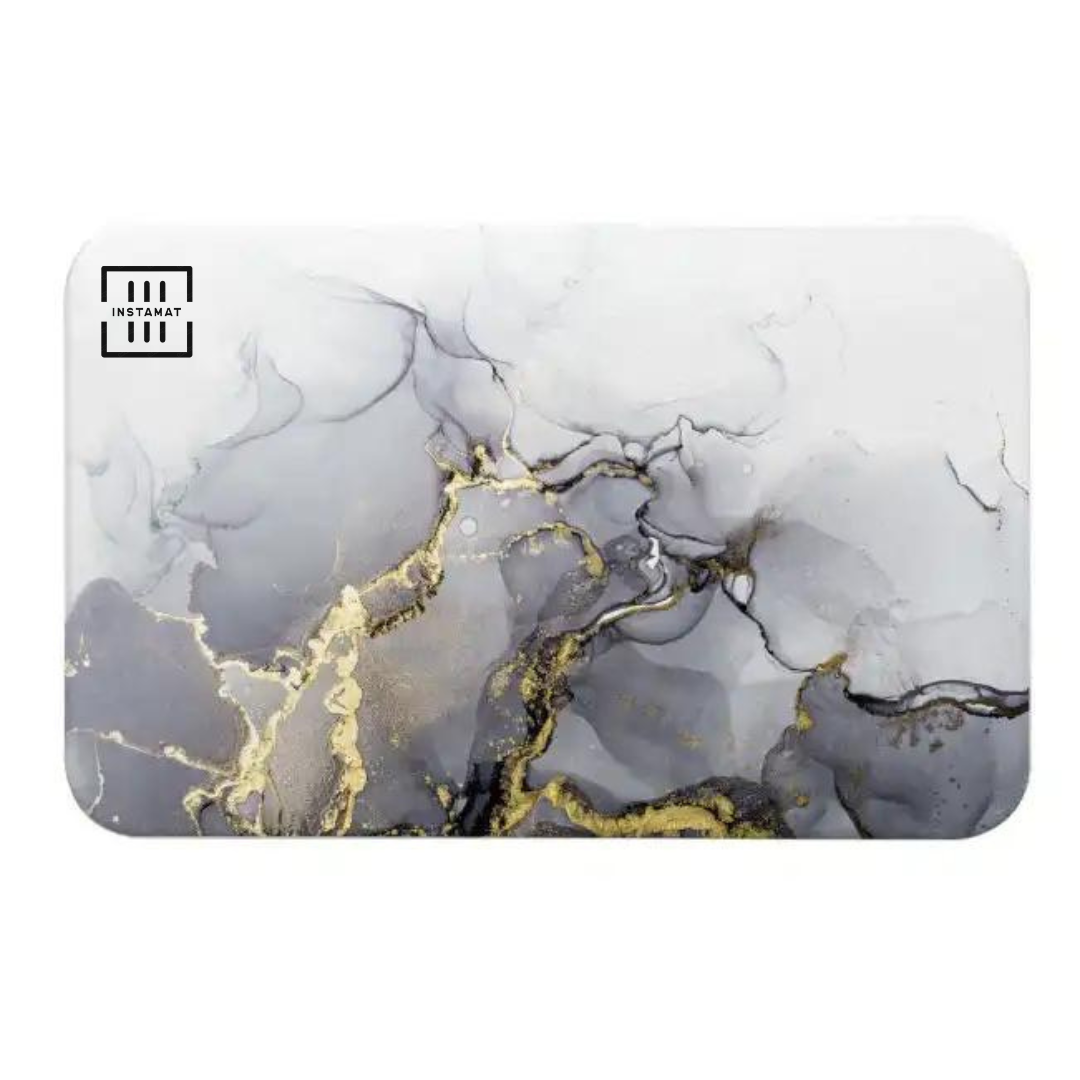 INSTAMAT - Stone Bath Mat (Golden Marble)  - Diatomaceous Earth Shower Mat - Cozfire