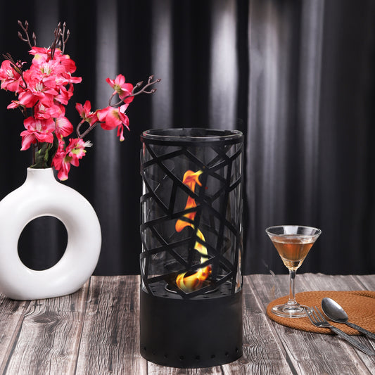 Emberglow Black Tabletop Fire pit - Portable clean burning fireplace for Indoors & Outdoors - Cozfire