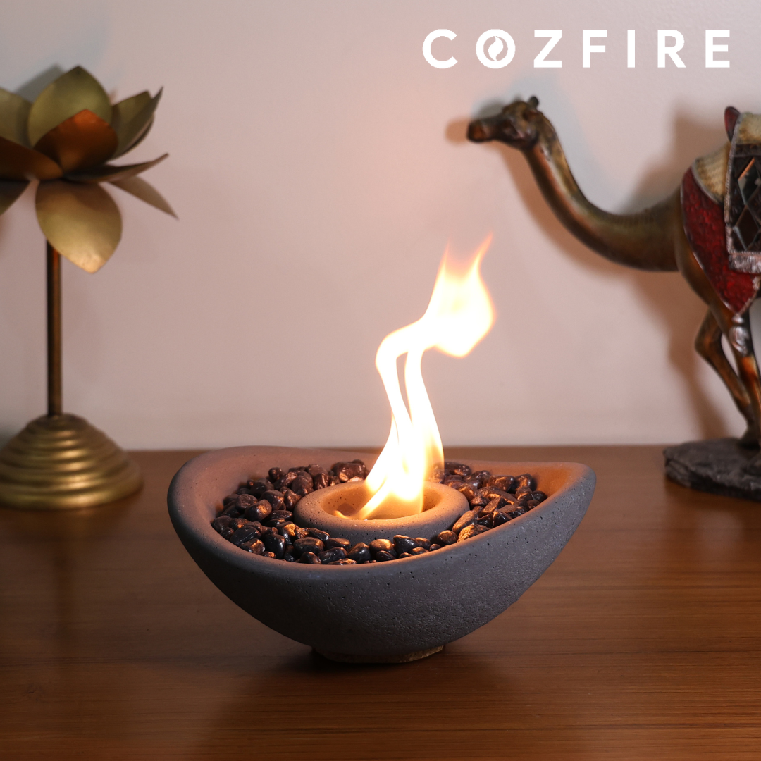 Curve Bowl Tabletop Fire Pit (with Stones) - Cozfire